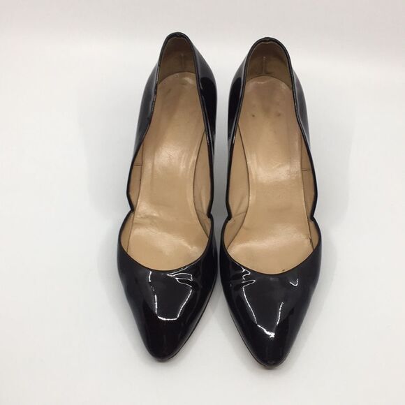 Escada Vintage Black Patent Leather Sculptural Heels Sz 38 US 8 - Picture 6 of 16